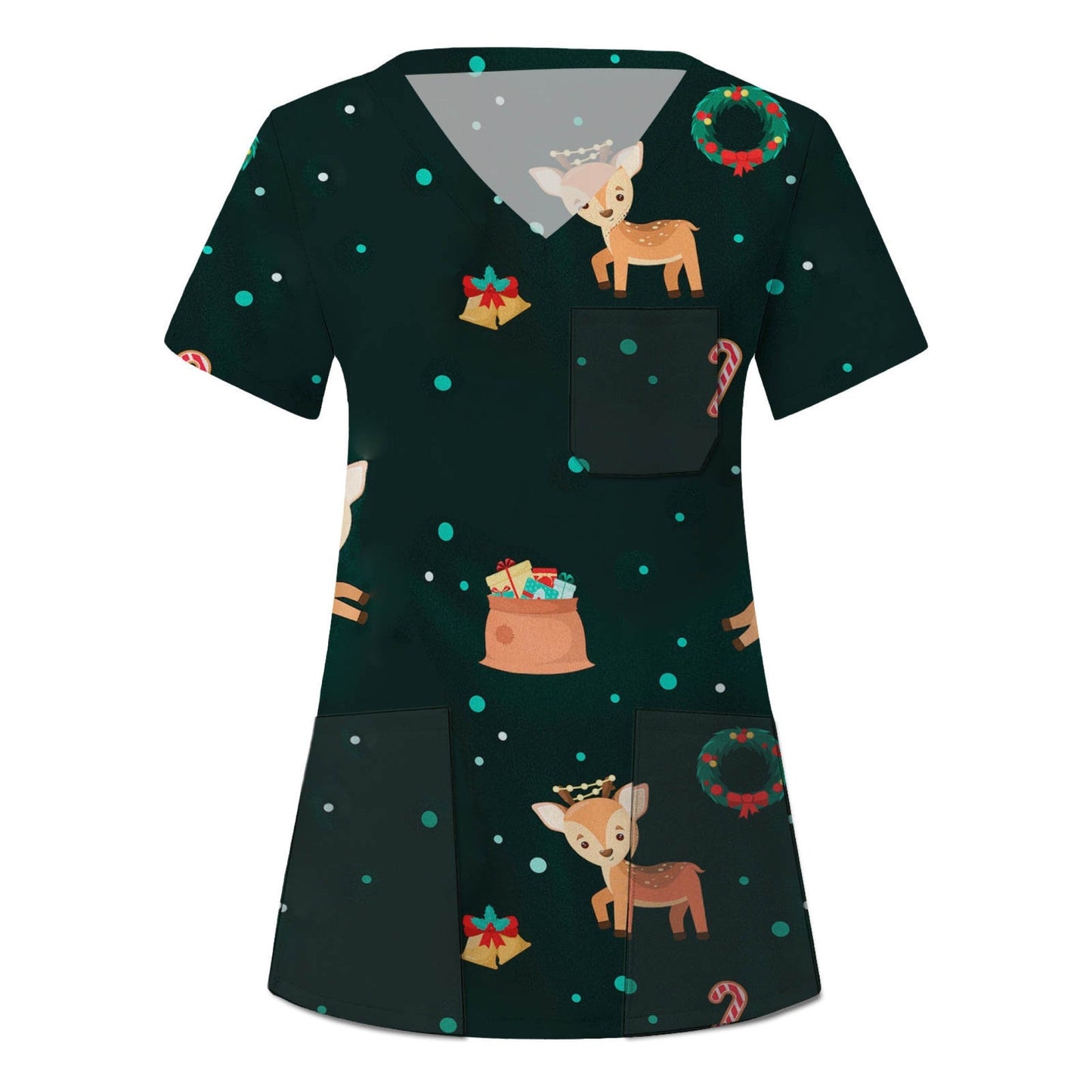 SIZE 2XL - Short Sleeve Christmas Scrub Top