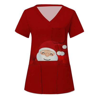 SIZE 2XL - Short Sleeve Christmas Scrub Top