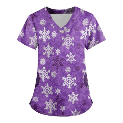 SIZE 2XL - Short Sleeve Christmas Scrub Top