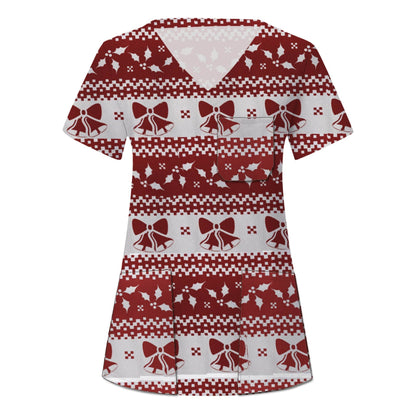 SIZE XL - Short Sleeve Christmas Scrub Top