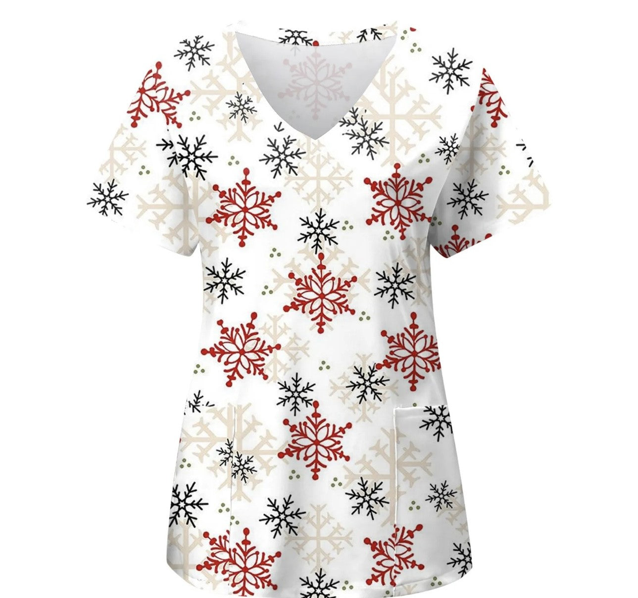 SIZE XL - Short Sleeve Christmas Scrub Top