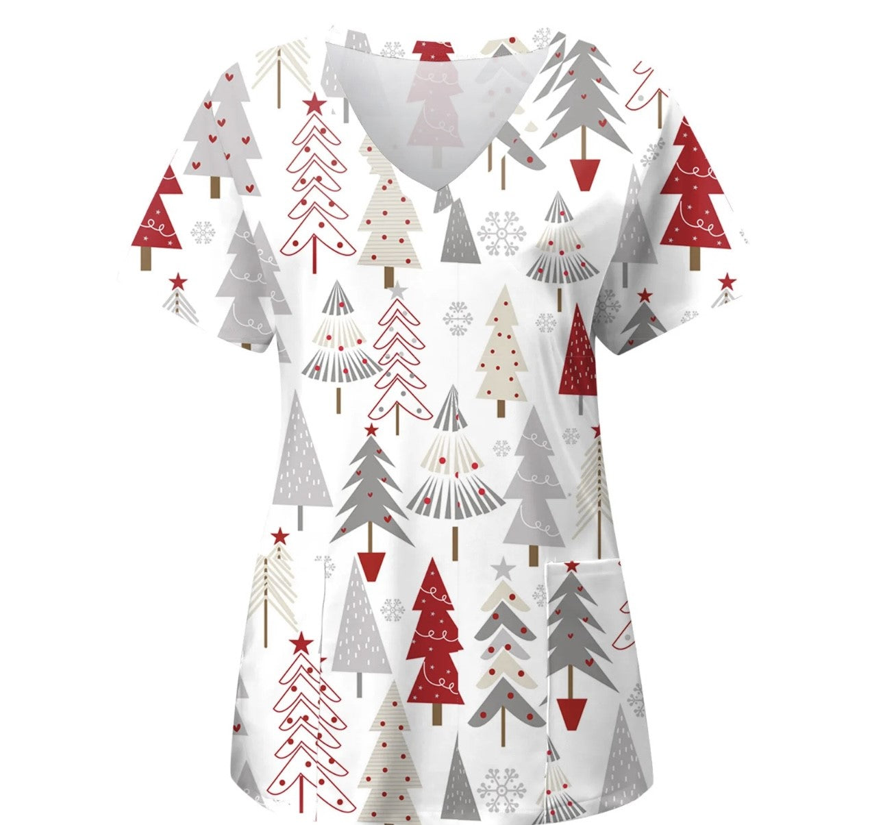 SIZE SMALL - Short Sleeve Christmas Scrub Top
